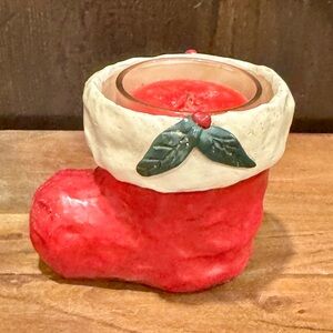 Christmas Stocking Votive Candle Holder - Crazy Mountain 1998 Vintage